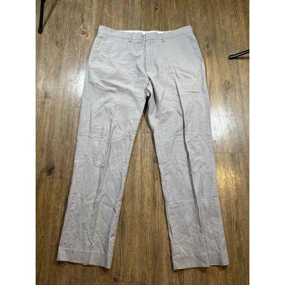 J Crew Classic Fit Chino Pants Cotton Linen Blend Men's 36x32 Gray
